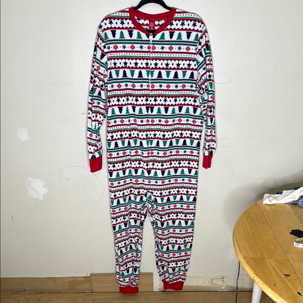 Jammies for Your Families Festive Men's Christmas One Piece Pajamas Size Medium
